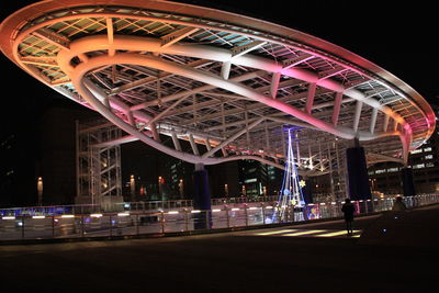 Illuminated ferris wheel at night