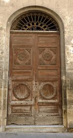 Closed door of old building