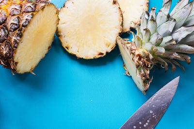 High angle view of fruits on table