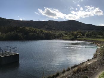 Scenic view of lake against sky