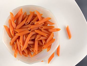 High angle view of chopped vegetables in plate