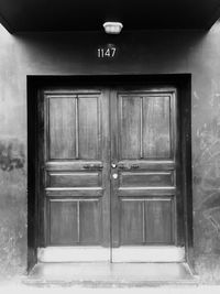 Closed door of house