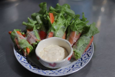 Close-up of meal served in plate