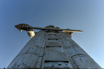 Low angle view of cross against clear sky