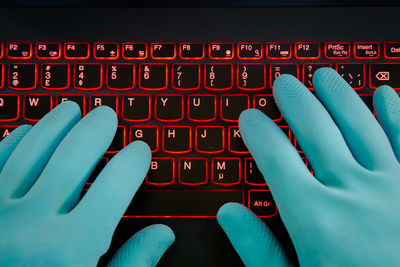 Close-up of hand using mobile phone