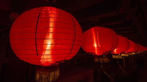 Low angle view of illuminated lanterns