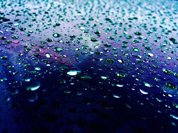 Close-up of water drops on glass