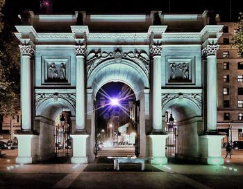 Illuminated historic building at night