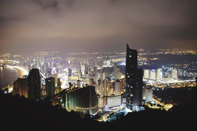 City lit up at night