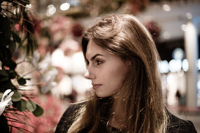 Close-up of young woman with long hair