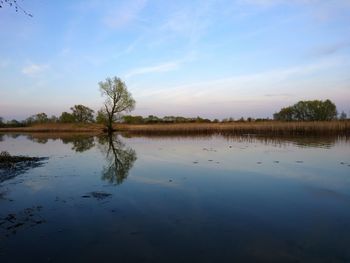 Scenic view of lake against sky