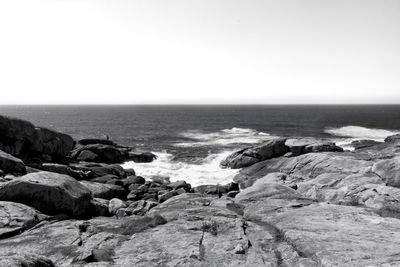 Scenic view of sea against clear sky