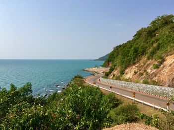 Scenic view of sea against clear sky