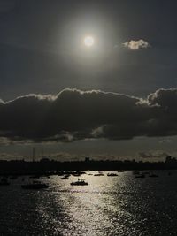 Scenic view of sea against sky at night