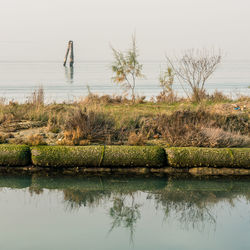 Scenic view of lake against sky