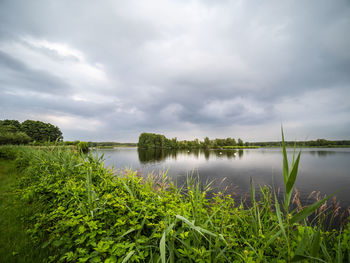 Scenic view of lake against sky