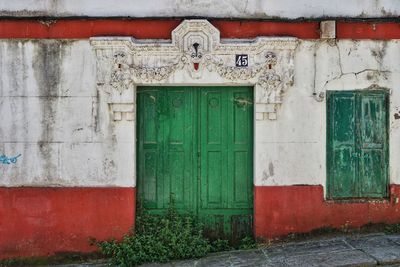 Closed door of building