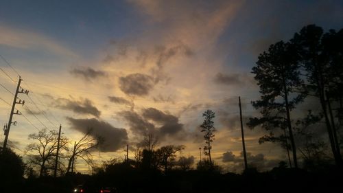 Silhouette trees against sky at sunset