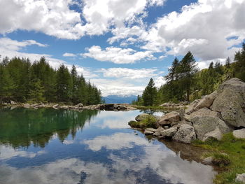 Scenic view of lake against sky