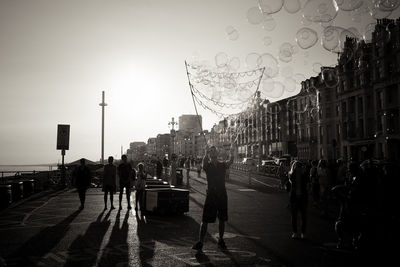 People on street in city