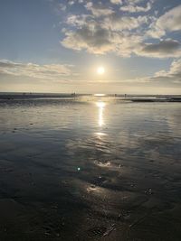 Scenic view of sea during sunset