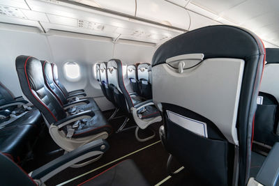 View of empty seats in airplane