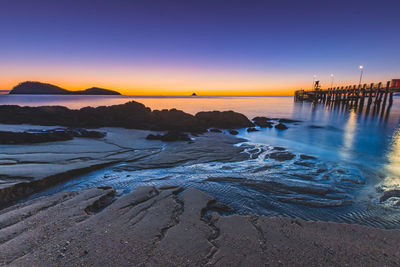 Scenic view of sea at sunset