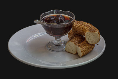 Close-up of drink served on table