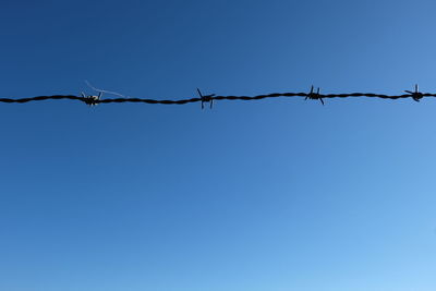 Low angle view of built structure against clear blue sky