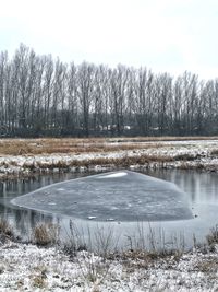 Scenic view of frozen lake against sky during winter