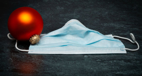 High angle view of dessert on table against black background