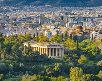 High angle view of buildings in city