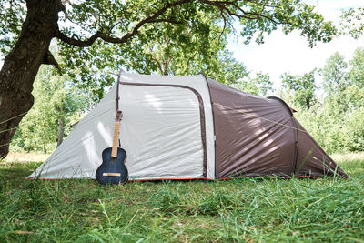 Tent in field