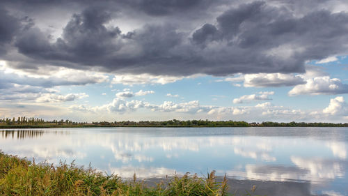 Scenic view of lake against sky