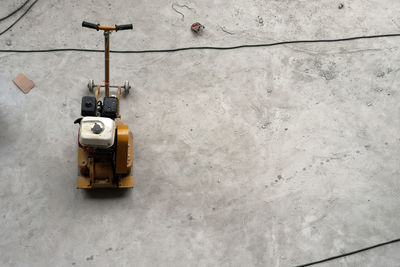 High angle view of vintage car on floor