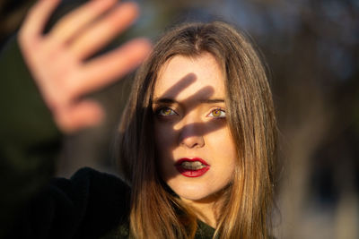 Close-up portrait of a beautiful young woman