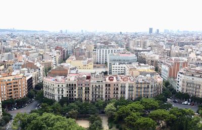 Cityscape against clear sky