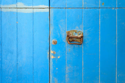 Close-up of blue door