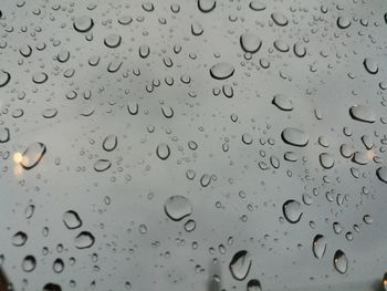 Full frame shot of raindrops on window