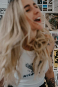 Close-up of young woman looking away