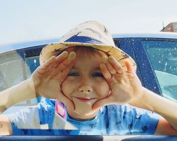 Portrait of smiling girl in swimming pool