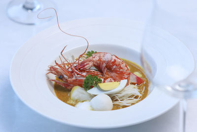 Close-up of food in plate on table