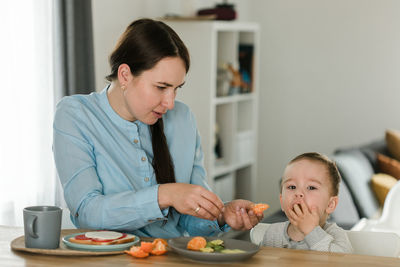 Mother and daughter at home