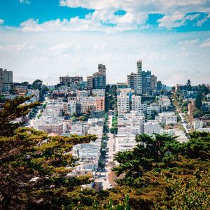 High angle view of cityscape against sky