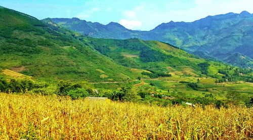 Scenic view of mountains against sky