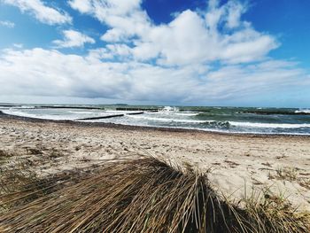 Scenic view of beach against sky