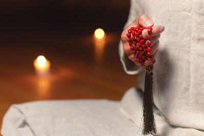 Close-up of red berries on table