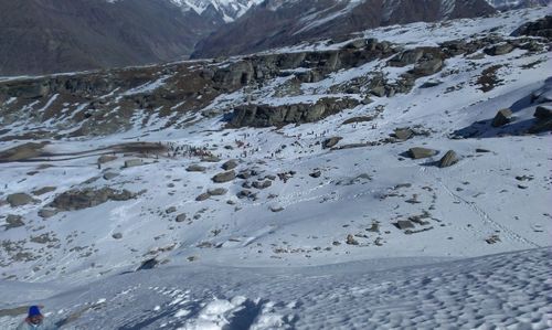 Scenic view of snow covered land