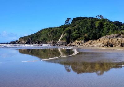 Scenic view of sea against clear sky