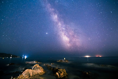 Milky way shot in july 2020 from gigaro beach in south of france, saint-tropez bay area